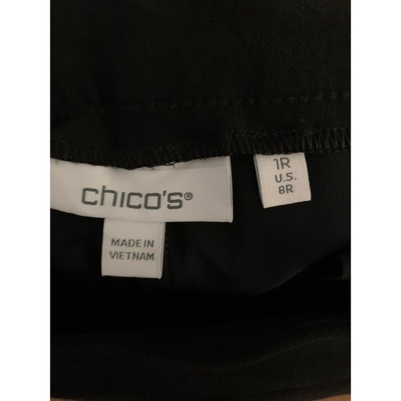 Chicos women size 8 Black Ankle Pants 4 Way stretch Lace Trim High Rise Pull On - Picture 7 of 8